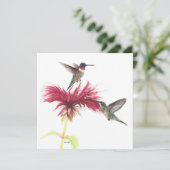 ハチドリの花の水彩画 サンキューカード (スタンド正面)