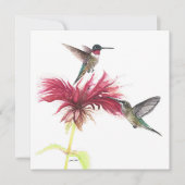 ハチドリの花の水彩画 サンキューカード (正面)
