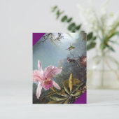 ハチドリの花の熱帯林絵画の ポストカード (スタンド正面)