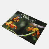 ハチドリの花蝶ようこそドアマット ドアマット (アングル)