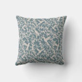 ハチドリの葉の青いヴィンテージ クッション (裏面)