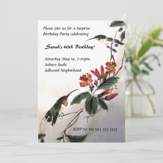 ハチドリの誕生日の招待状 招待状 (スタンド正面)