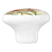 ハチドリの鳥のばら色の花の陶磁器の引きのノブ セラミックノブ (側面)