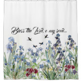 ハチドリの鳥のアイリス花のクリスチャン シャワーカーテン (正面)