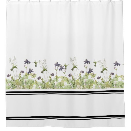 ハチドリの鳥のオダマキ（植物）によってはシャワー・カーテンが開花します シャワーカーテン (正面)