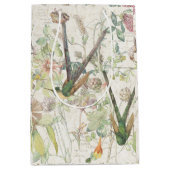 ハチドリの鳥のクローバーの野生の花のコラージュ ミディアムペーパーバッグ (正面)