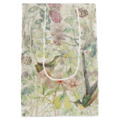 ハチドリの鳥のクローバーの野生の花のコラージュ ミディアムペーパーバッグ (裏面)