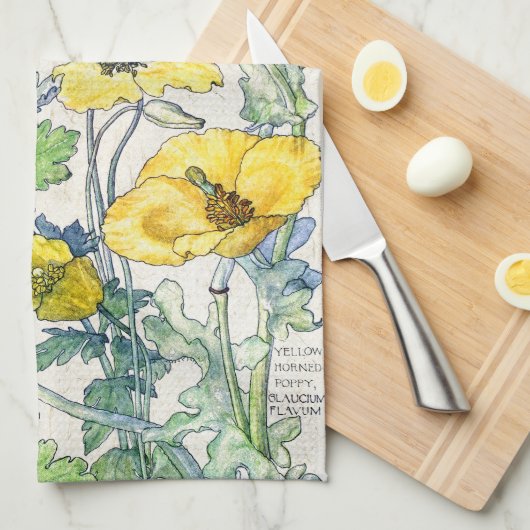 ハチドリの鳥のケシの野生の花の台所タオル キッチンタオル (四つ折り)