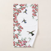 ハチドリの鳥のスイートピーの花のBathタオルセット バスタオルセット (ハンドタオル)