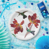 ハチドリの鳥のチューリップによっては紙皿が開花します ペーパープレート (パーティー)