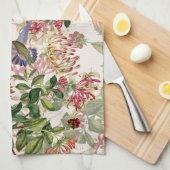 ハチドリの鳥のハニーサックルの花の花タオル キッチンタオル (四つ折り)