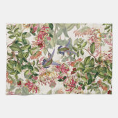 ハチドリの鳥のハニーサックルの花の花タオル キッチンタオル (横)