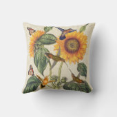 ハチドリの鳥のマダラチョウのヒマワリ クッション (裏面)