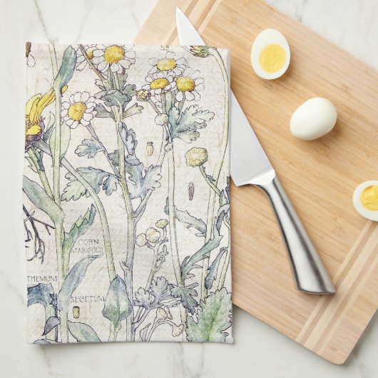 ハチドリの鳥のミイラの野生の花の台所タオル キッチンタオル (四つ折り)