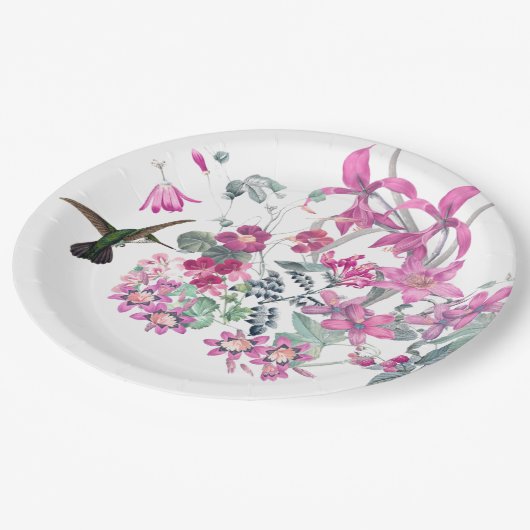 ハチドリの鳥の庭によっては紙皿が開花します ペーパープレート (アングル)