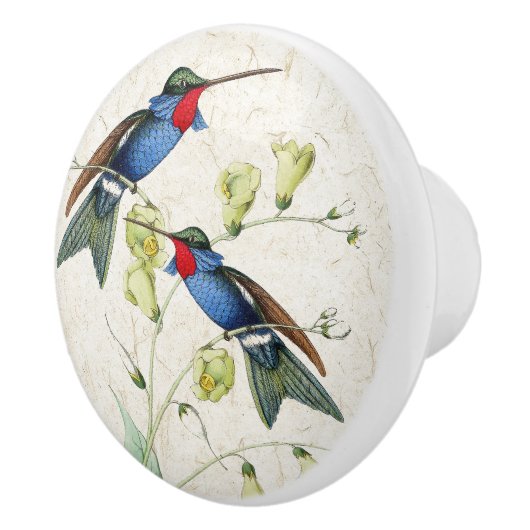ハチドリの鳥の花の動物の陶磁器の引きのノブ セラミックノブ (右)