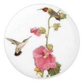 ハチドリの鳥の花の花の庭のノブ セラミックノブ (正面)