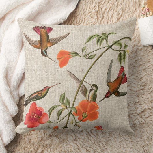 ハチドリの鳥の花動物のAudubonの枕 クッション (ブランケット)