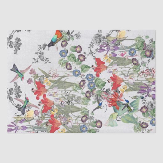 ハチドリの鳥の花園のティッシュペーパー 薄葉紙 (正面)