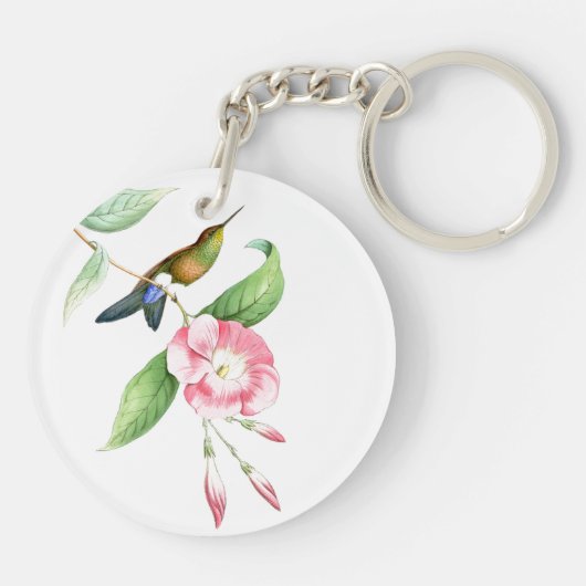 ハチドリの鳥の花花動物の野性生物 キーホルダー (裏面)