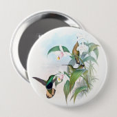 ハチドリの鳥の蘭によっては動物ボタンが開花します 缶バッジ (正面&裏面)