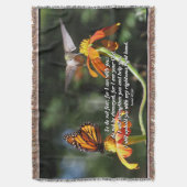 ハチドリの鳥の蝶ヒマワリのブランケット スローブランケット (正面縦)