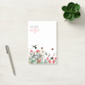 ハチドリの鳥の蝶花のコーヒーノート ポストイット (オフィス)