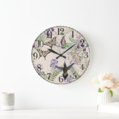 ハチドリの鳥の蝶花の柱時計 ラージ壁時計 (ホーム)
