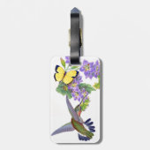 ハチドリの鳥の蝶花の花のラベル ラゲッジタグ (裏面縦)
