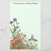 ハチドリの鳥の野性生物によっては花柄が開花します 便箋 (正面)