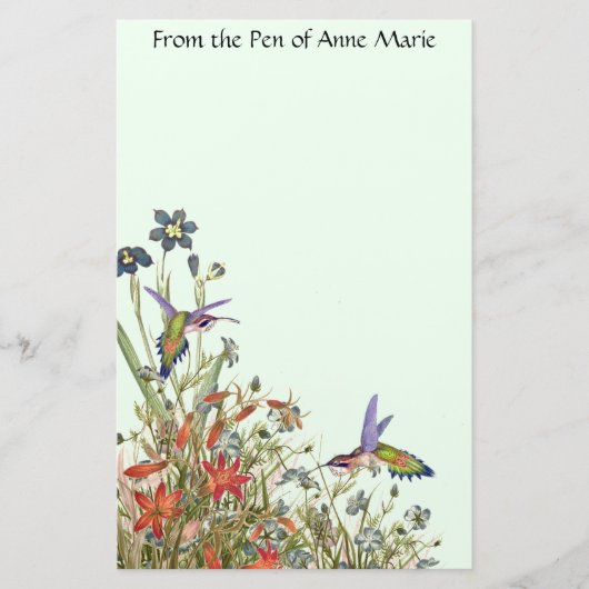 ハチドリの鳥の野性生物によっては花柄が開花します 便箋