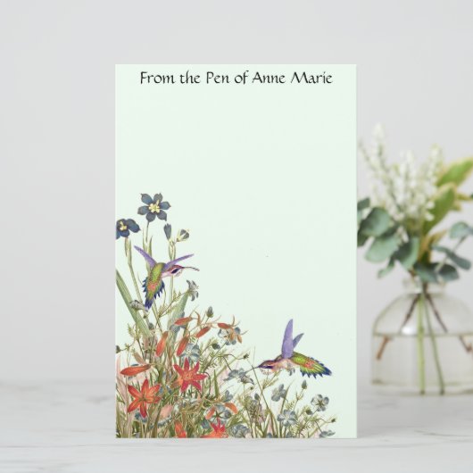 ハチドリの鳥の野性生物によっては花柄が開花します 便箋