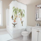 ハチドリの鳥の野性生物の花の花柄の庭 シャワーカーテン (インサイチュ)