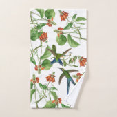 ハチドリの鳥の野性生物の花のBathタオルセット バスタオルセット (ハンドタオル)