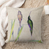 ハチドリの鳥の野性生物動物のタケの葉 クッション (ブランケット)