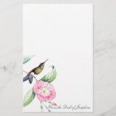 ハチドリの鳥の野性生物動物の文房具 便箋 (正面)