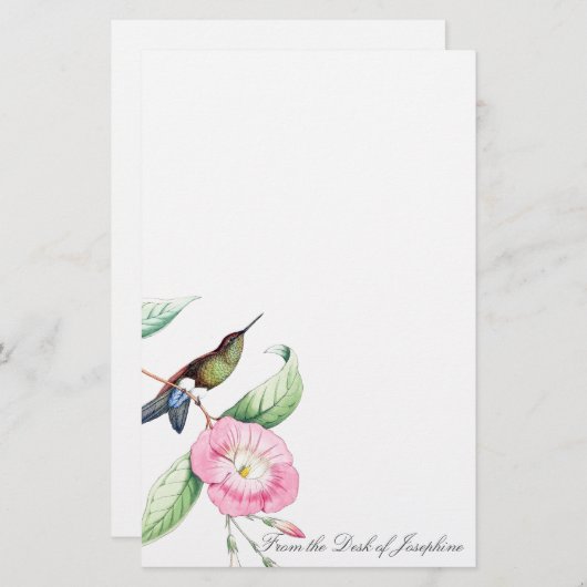 ハチドリの鳥の野性生物動物の文房具 便箋 (正面/裏面)