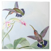 ハチドリの鳥の野性生物動物の花のタイル タイル (正面)