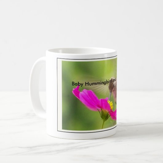 ハチドリの鳥の野性生物動物の花柄 コーヒーマグカップ (正面左)