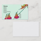 ハチドリの鳥の野性生物動物の花柄 名刺 (正面/裏面)