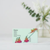 ハチドリの鳥の野性生物動物の花柄 名刺 (スタンド正面)