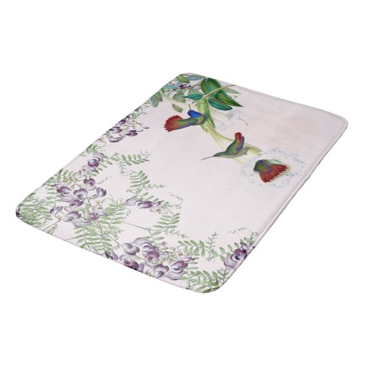 ハチドリの鳥の野生の花によってはバス・マットが開花します バスマット (アングル)