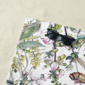 ハチドリの鳥の野生の花によってはビーチタオルが開花します ビーチタオル (インサイチュ)