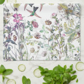 ハチドリの鳥の野生の花の花の台所タオル キッチンタオル (折り畳み)