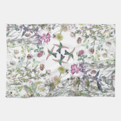 ハチドリの鳥の野生の花の花の台所タオル キッチンタオル (横)