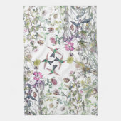 ハチドリの鳥の野生の花の花の台所タオル キッチンタオル (縦)