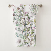 ハチドリの鳥の野生の花の花のBathタオルセット バスタオルセット (インサイチュ)