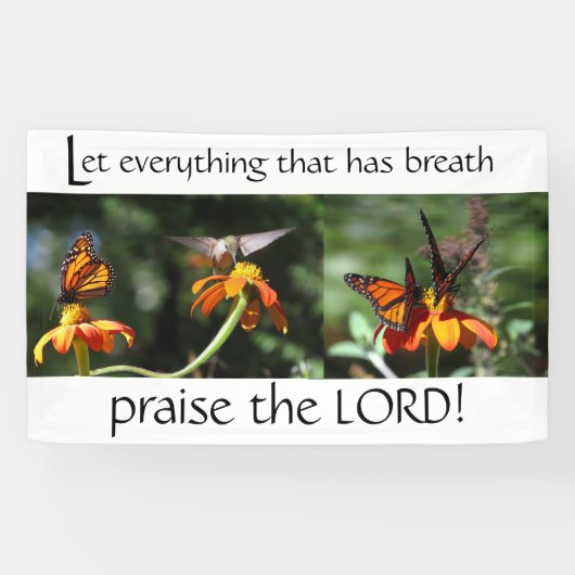 ハチドリの鳥の(昆虫)オオカバマダラ、モナークの賞賛Christian主 横断幕 (横)