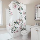 ハチドリの鳥アジアユリの花 シャワーカーテン (インサイチュ)