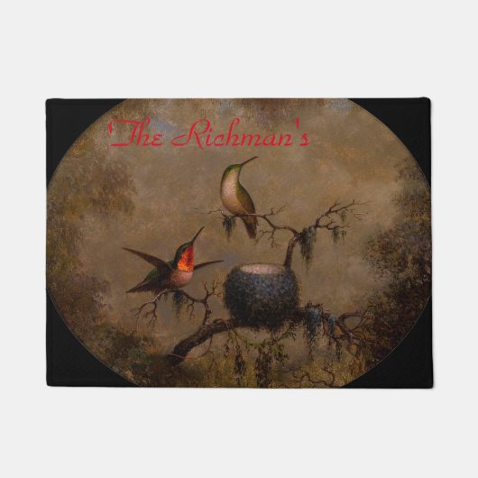 ハチドリの鳥ビクトリアンの巣絵画の ドアマット (正面)